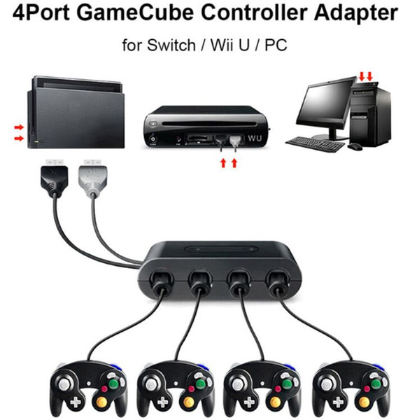 New Hot 4 Ports Converter For GameCube GC Controllers USB Adapter Converter for Wii /Nintendo Switch Supports Home and Turbo Functions