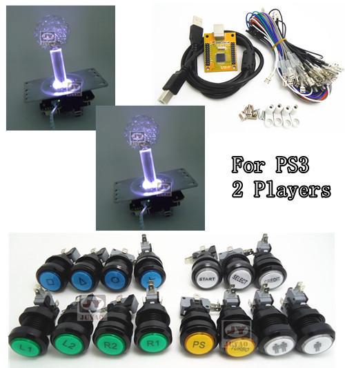 Wholesale-1 kit of 5V LIGHTING 2 players PC PS 3 2 IN 1 Arcade to USB controller 2 player MAME Multicade Keyboard Encoder, USB to Jamma