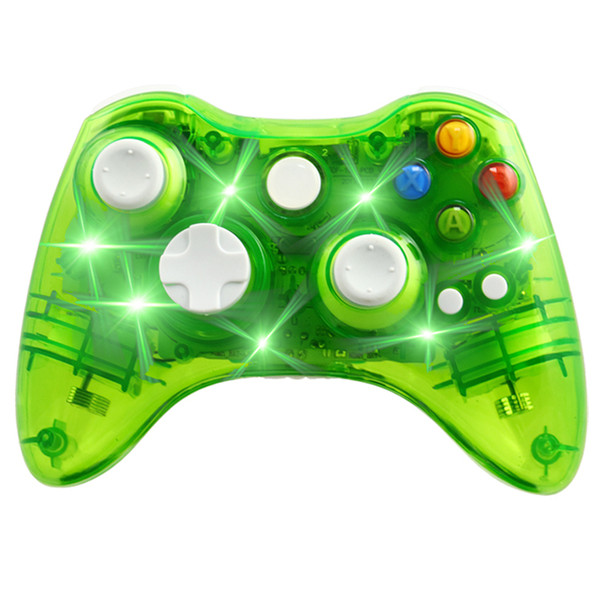 Transparent Wireless Controller Game Remote Controller Gamepad joystick with LED Light for Microsoft for Xbox 360 Free DHL