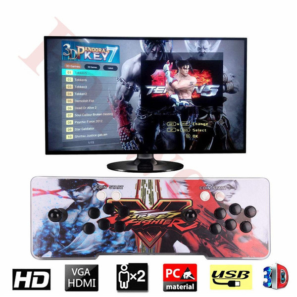 3D Pandora 7 2177 in 1 Arcade Video Game Console 1920x1080 Full HD 2 Players Retro 3D Game Arcade Machine Double Arcade Joystick