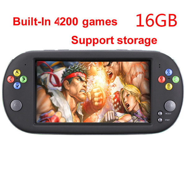 Free Shipping 16GB portable 7'' PSP X16 Handheld Game Console 4200 Games Built-In + storage games FOR CPS/GBA/MD/FC/GB