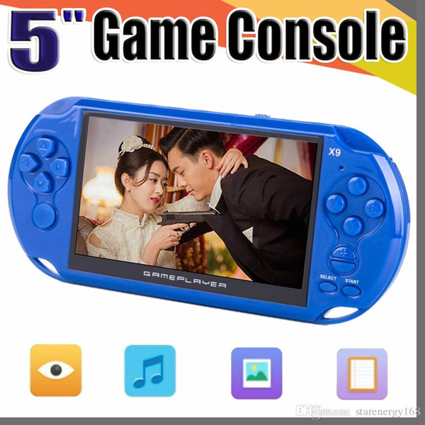 X9 Handheld Game Player 5 Inch Large Screen Portable Game Console MP4 Player with Camera TV Out TF Video for GBA FC Game free shipping