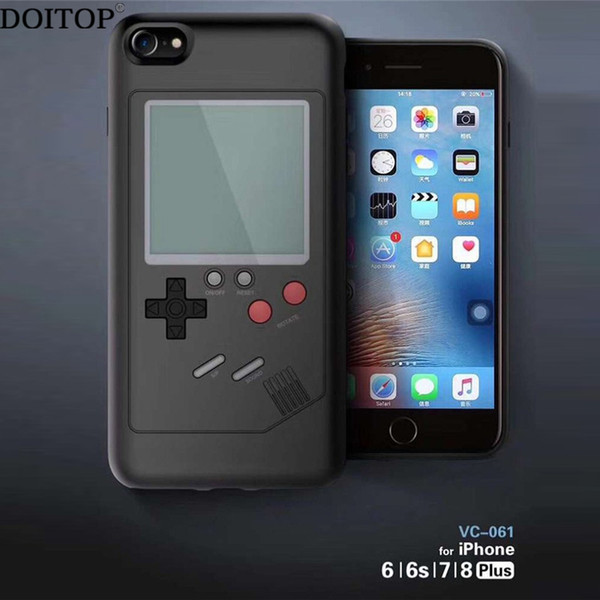 DOITOP Classic Tetris Console Handheld Game Players Multifunction Phone Case For Iphone 7 8 6 6S Plus Tetris Game Machine