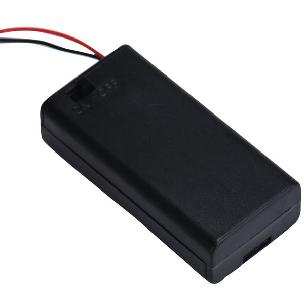 2 x AA 3V Black Battery Holder Connector Storage Case Box ON/OFF Switch With Lead Wire lightweight