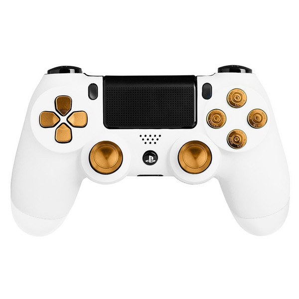 Metal Bullet Buttons ABXY Buttons + Thumbsticks Thumb Grip and Chrome D-pad for Sony PS4 DualShock 4 Controller Mod Kit