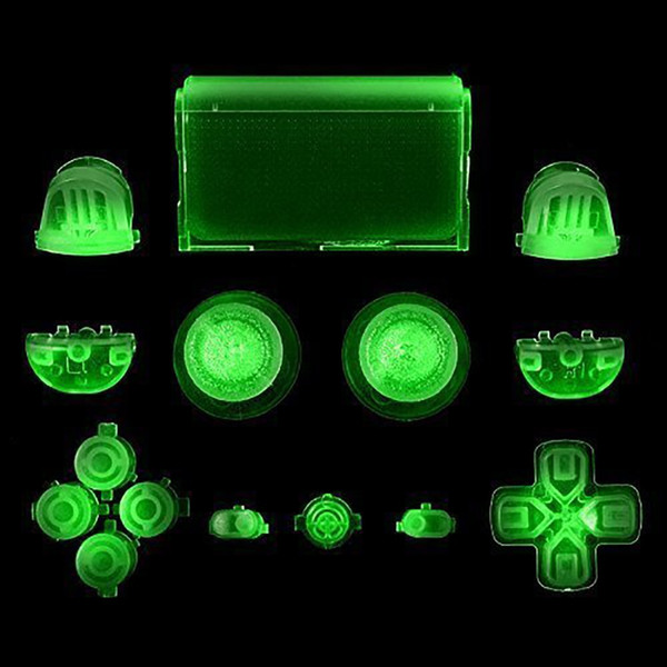 Glow in the Dark Full Button Buttons Set Trigger D pad Thumbstick Thumbsticks Joystick cap For PS4 controller DHL FEDEX EMS FREE SHIPPING