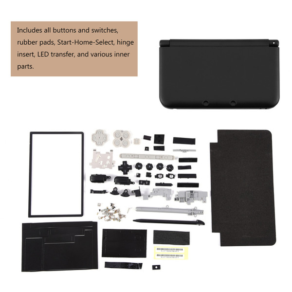 Full Housing Case Cover Shell Repair Parts Complete Fix Replacement Kit for Nintendo for 3DS XL Includes all buttons and switches, rubber