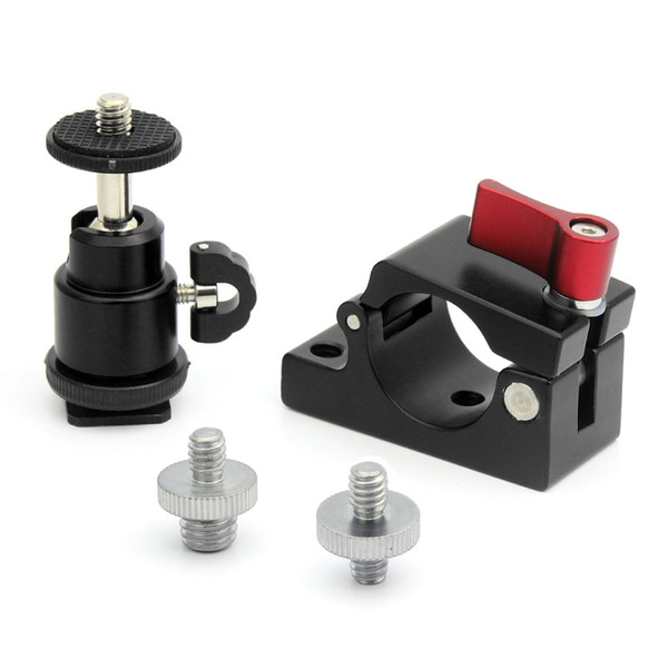 KF23152 JMT Clamp Adapter Alumium 25mm for MoVI Monitor Bracket + 1/4 Mount Mini Ball Head and 1/4 to 3/8 Male Screw