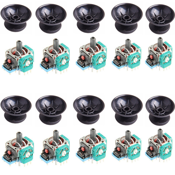 10 Sets 3D Analog Joystick Sensor Module Potentiometer with Thumb Sticks for Sony Playstation 4 PS4 Controller Repairn Parts