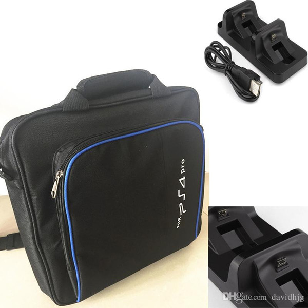 Multi-Function PS4 Pro Game Bag Travel Storage Carry Case+Dual Charging Dock Station Charger For Sony Playstation 4 Pro PS4 Pro