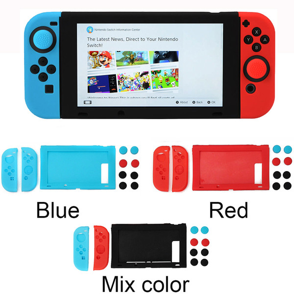 Silicone Case 11 in 1 Cover For Nintend Switch NS Console Joy-Con Protective Skin Cover with Thumb Stick Grip Joystick Caps