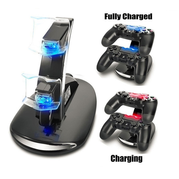 Wholesale-LED Dual Charger Dock Mount USB Charging Stand For PlayStation 4 PS4 Xbox One Gaming Wireless Controller With Retail Box OTH775