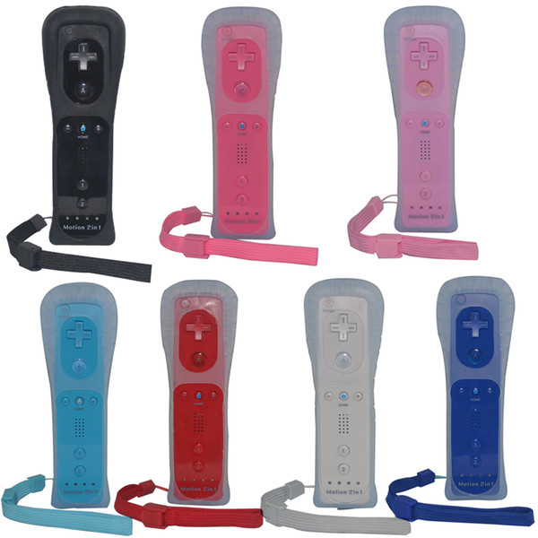 Built-in Motion Plus Remote Controller Gamepad With Silicone Case and Hand Strap for Wii