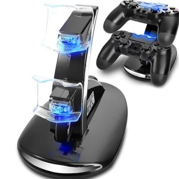 LED Dual Charger Dock Mount USB Charging Stand For PlayStation 4 PS4 Xbox One Gaming Wireless Controller With Retail Box Hot Sale