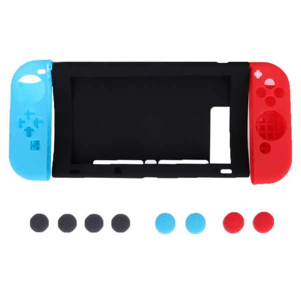 11 in 1 Silicone Case for Nintend Switch NS Console Protective Skin Cover with Stick Grip Caps for JoyCon