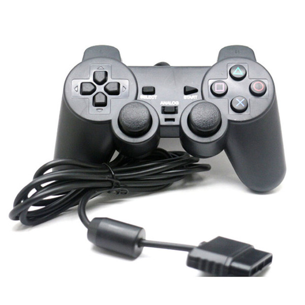 Wired 1.5M Controller Dual Vibration Joystick Gamepad Joypad For PS2 Playstation 2 Black retail bilstercard pack TW-431