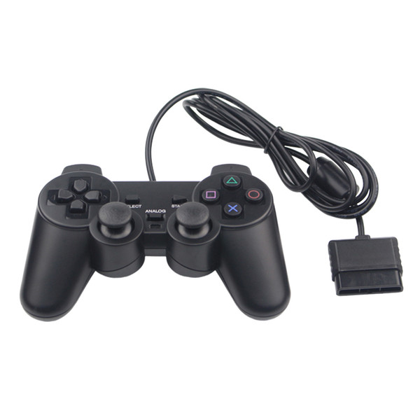 Hot Sales Wired Double Vibration Shock Controller Gamepad Compatible for Playstation 2 PS2 Console Video Games Black Free DHL