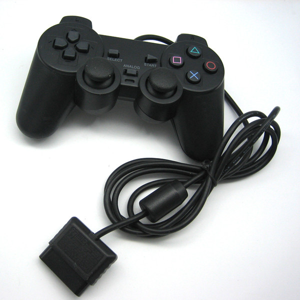 DZ0102 Wired Double vibration Shock Controller Gamepad Compatible for Playstation 2 PS2 Console Video Games Black