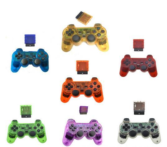 HOT Wireless USB PS2 Game Controller Clear Rich Color Joystick Gamepad with PS2 PS3 USB plug For PC Computer tv box game cool