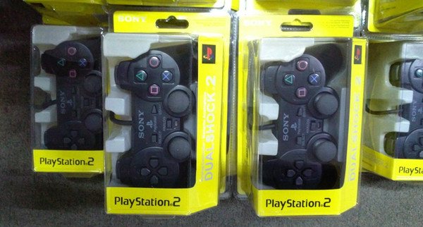 Wired Double vibration Shock Controller Gamepad Compatible for Playstation 2 PS2 Console Video Games Black Retail Packaging