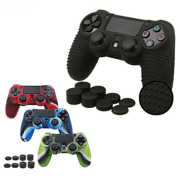 Studded Anti-slip Silicone Rubber Cover Skin Case for Sony PlayStation 4 PS4 DS4 Pro Slim Controller with Caps