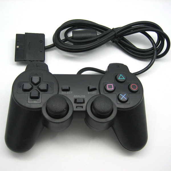 DZ0102 Wired Double vibration Shock Controller Gamepad Compatible for Playstation 2 PS2 Console Video Games Black