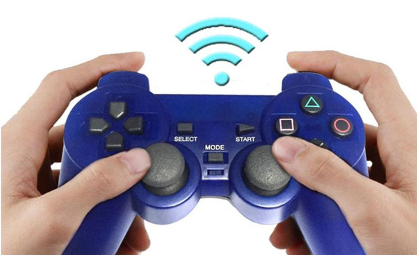 Factory direct 2.4G, wireless game controller, transparent color double vibration, PS2 wireless game controller