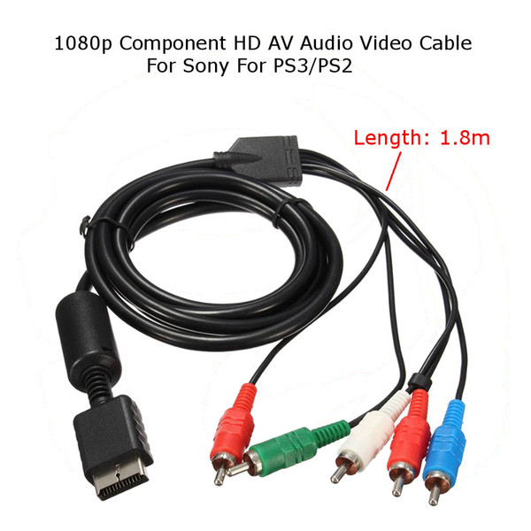 200pcs 1.8m 1080P 5RCA Y/Pr/Pb Audio Video AV Cable Component Cord Line for Sony PlayStation 2/3 PS2 PS3 Console System to Monitor HDTV