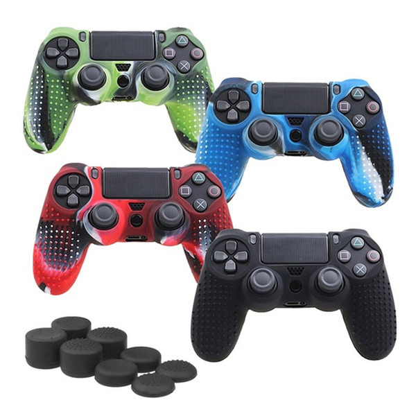 Studded Anti-slip Silicone Rubber Cover Skin Case for Sony PlayStation 4 PS4 DS4 Pro Slim Controller with 2 Caps