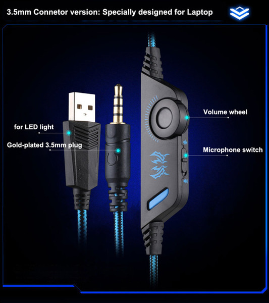 New Cheap Kotion Each G9000 Gaming Headset Headphone 3.5mm Stereo Jack with Mic LED Light for PS4/Tablet/Laptop/Cell Phone DHL