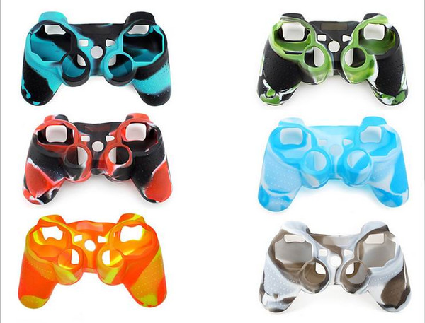 HOT Colorful Camouflage Soft Silicone Skin Protective Cover Case FOR PS3 PS4 Game Controller Joystick free shipping