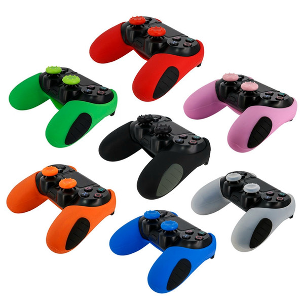 For PS4 Gamepad Silicone Cover Rubber Half Skin Case Protective Cover with 2 x Thumb Grip for Playstation 4 Controller Controle Joystick