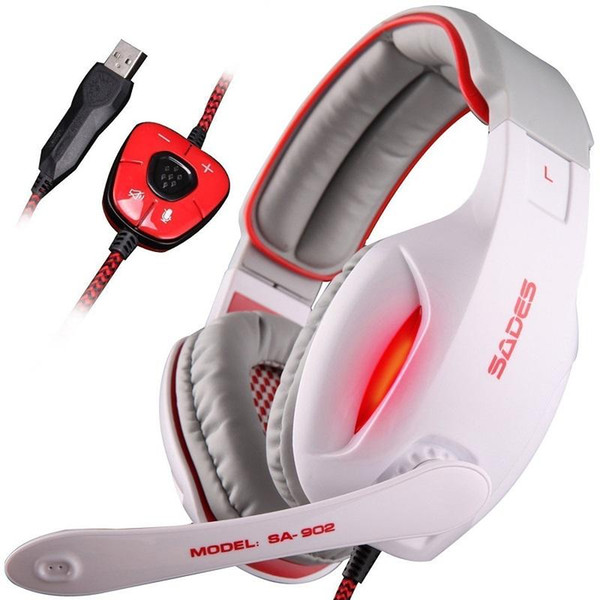 Wholesale Sades SA-902 Gaming Headsets with Microphone LED Light Channel USB Headphone Noise Cancelling Earphone for PC