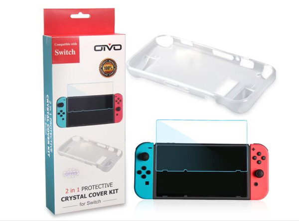 200pcs/ OIVO 2 in 1 Protective Case For Switch Case with Screen Protector Crystal Clear Hard Back Cover Case And Tempered Glass for Switch