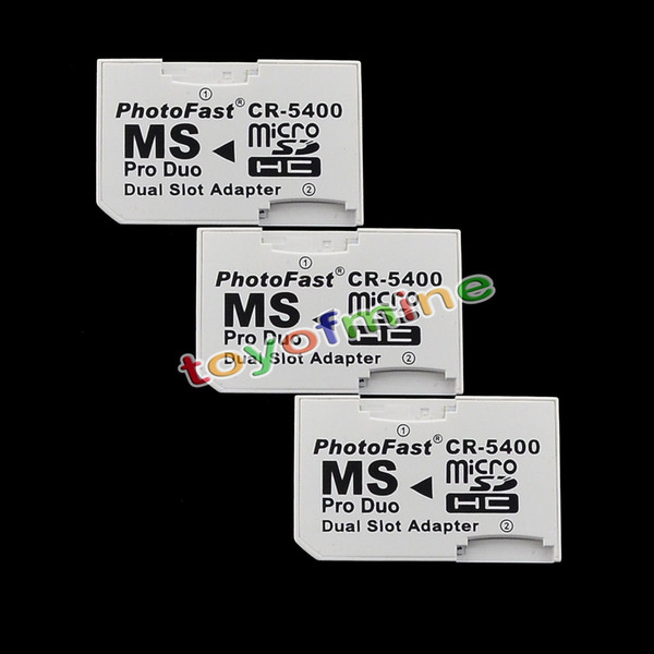 30xDual slot Micro SD SDHC TF to MS Memory Stick Pro Duo Adapter Converter for PSP