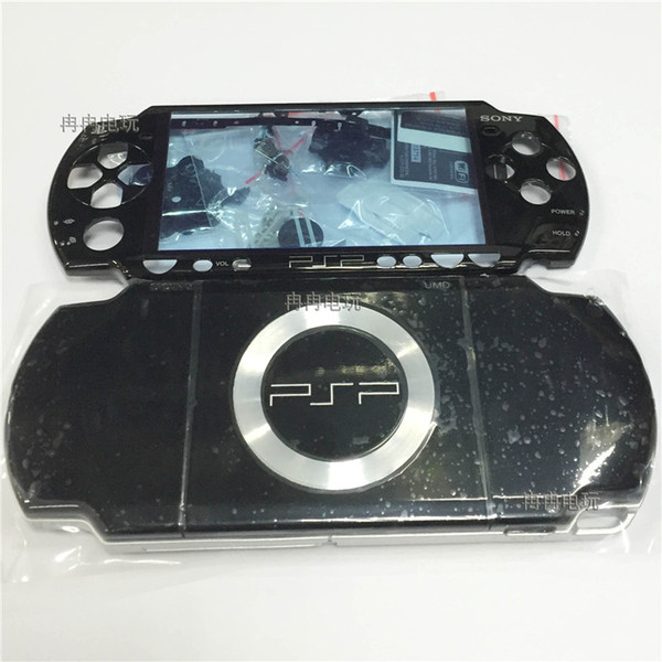 For PSP2000 PSP 2000 Game Console replacement full black housing shell cover case black color with button kit free shipping