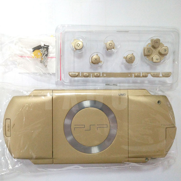 Gold color replacement full housing shell cover case with buttons kit for PSP1000 PSP 1000 Game Console Repair Parts