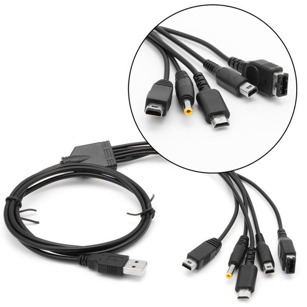 5 in 1 USB Charger Power Charging Cable for Wii U NEW 3DS LL DSi XL Dsi PSP 3000 GBA SP Game DHL FEDEX EMS FREE SHIPPING