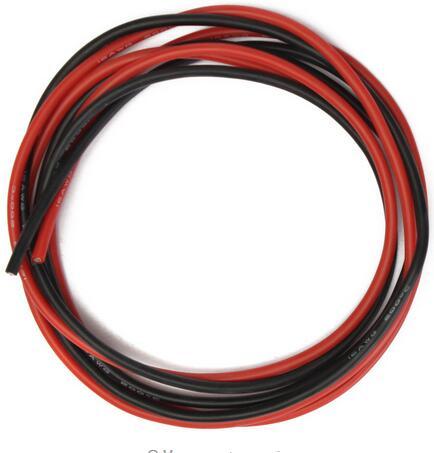 1meter Red+1meter Black Silicon Wire 12AWG 14AWG 16AWG 22AWG 24AWG Heatproof Soft Silicone Silica Gel Wire Cable