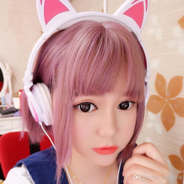 Gaming headset cheap Children gift custom headphone 3.5mm cute cat ear with led light xbox one rgb pc Foldable headphone for ps4