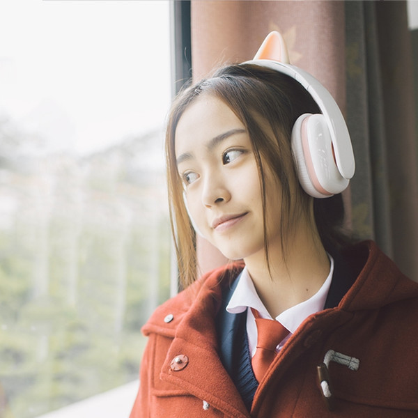 Glowing gamer headset surround sound 7.1+EDR headphone 3.5mm cute cat ear with led light xbox one rgb pc Foldable headphone for mobile phone