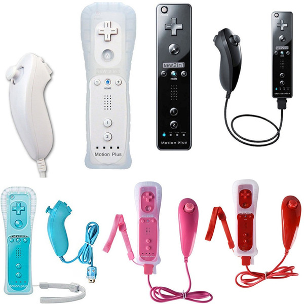 New 2 in 1 WII Built in Motion Plus Remote and Nunchuck Controller For Wii & Wii U with Silicon Case