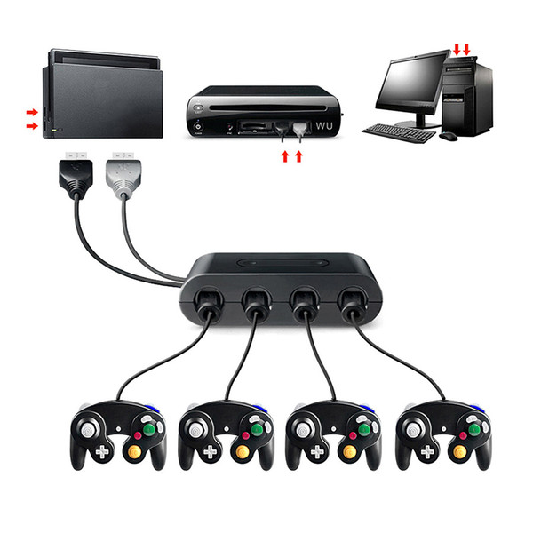 DOSLY NGC 4 Ports For GameCube GC Controllers USB Adapter Converter for Nintendo Wii U PC NGC for PC Game Accessory