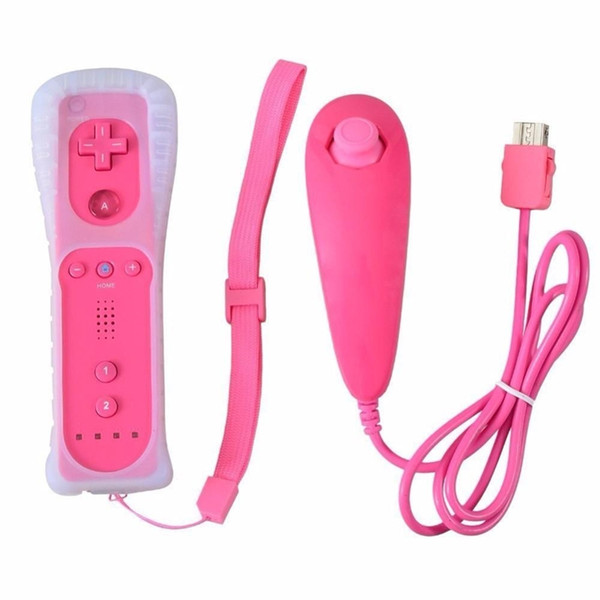 2 in 1 Wireless Remote Controller+Nunchuk Control for Wii Gamepad Silicone Case Motion Sensor 5 Color Game Controller