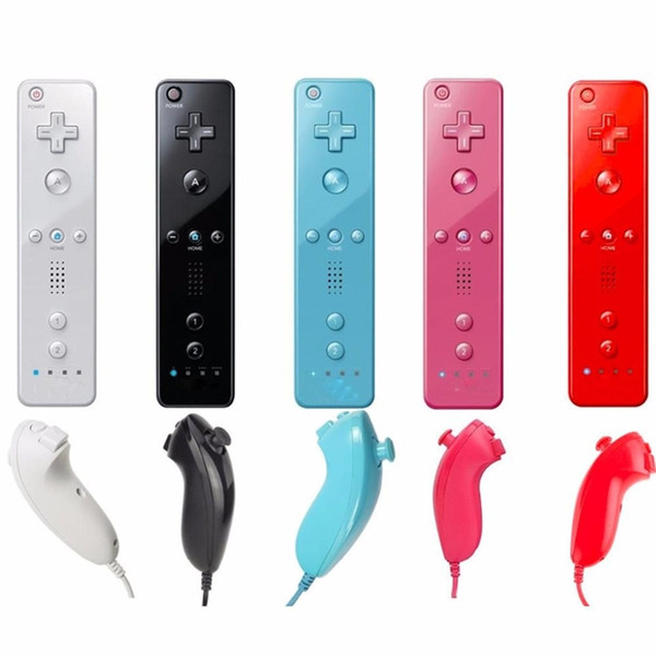 2 in 1 Wireless Remote Controller+Nunchuk Control for Wii Gamepad Silicone Case Motion Sensor 5 Color Game Controller