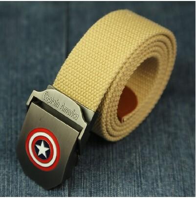 New Fashion Superhero Captain 110cm brand belt Buckle  Army Style Mens Womens Boys Unisex Sports Canvas Belt