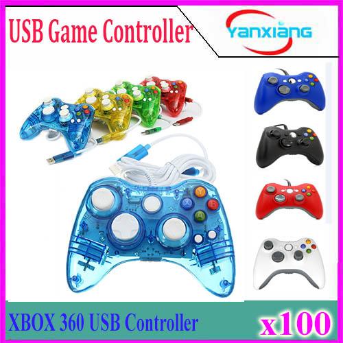 USB Wired Joypad Gamepad Controller For Microsoft Xbox Slim 360 PC Windows7 Black Color Joystick 100PCS YX-360-1