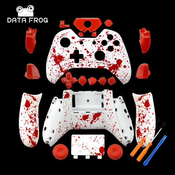 DIY controlador de reemplazo Shell sangre rojo salpicaduras diseño salpicaduras para Xbox One Shell Mod Kit botones blancos con herramientas