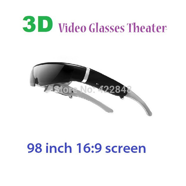 Hot selling 98inch virtual screen 16:9 lcd 3d virtual video glasses, portable private theater