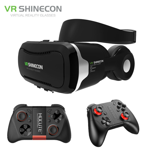 Shinecon VR Headset 4.0 Virtual Reality Phone Stereo 3D Glasses Google Cardboard BOX for 3.5-5.5' Smartphone + Mocute Gamepad